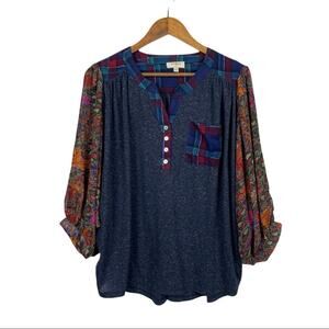 UMGEE Tribal Boho Aztec Balloon Sleeve Blouse Small